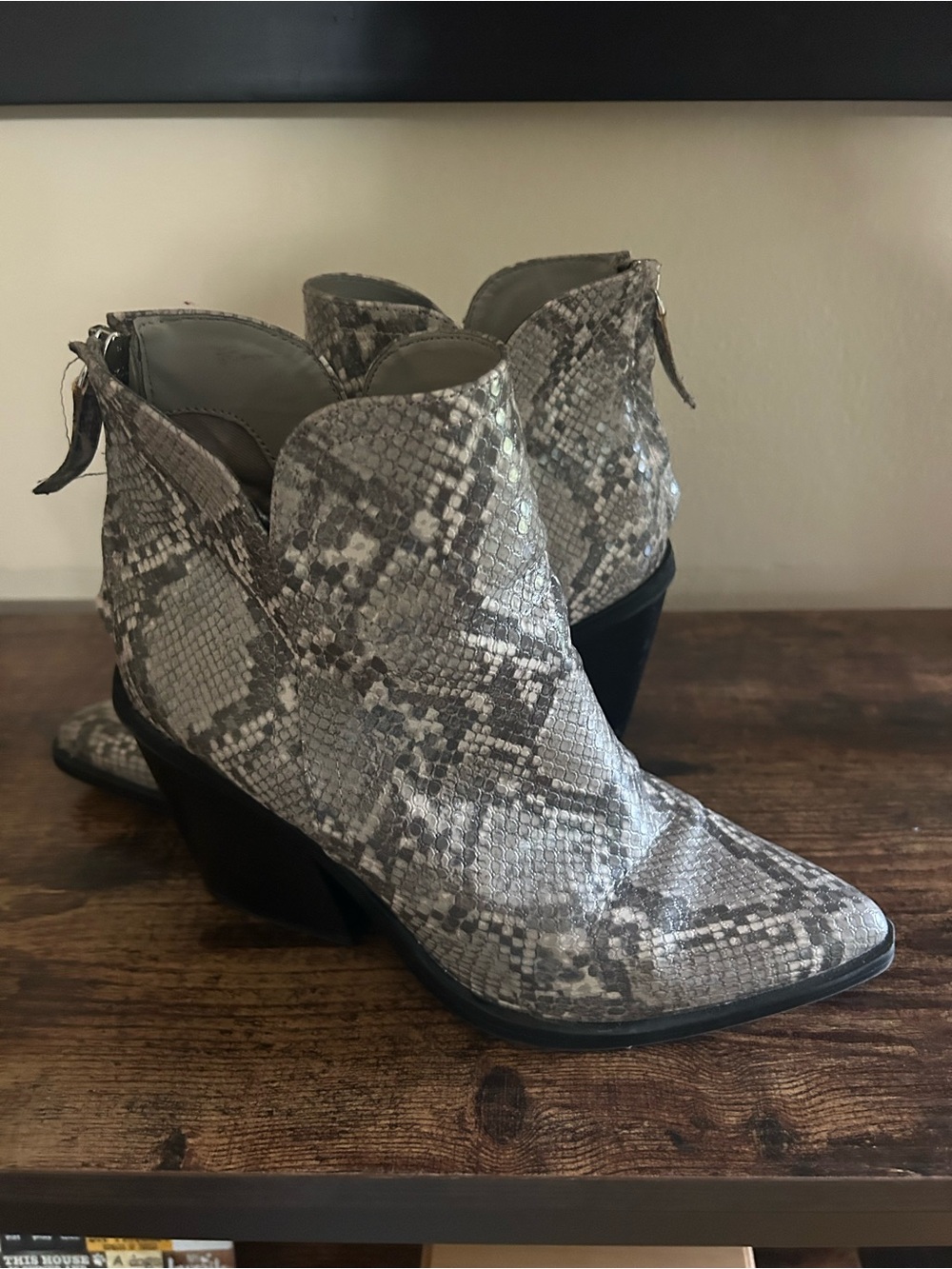 14th & Union Gray Snake-Print Ankle Booties